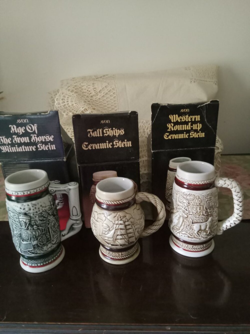 Vintage 1980s Avon Miniature Ceramic Steins - Lot of 3